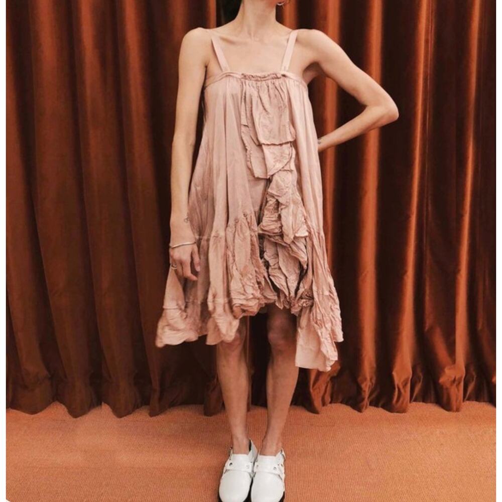 Sleeveless Ruffled Midi Dress in Dusty Rose